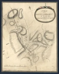 En skiss av slaget vid German. Tn., 4:e. Oktober 1777, där rebellerna blev tillbakaslagna. LOC gm71000932
