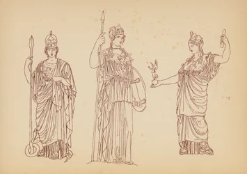 Antik grekisk kvinnodräkt (litho)