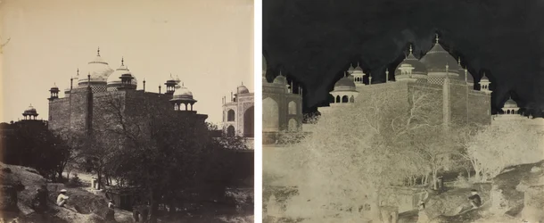 Taj Mahal, Vy bakifrån av rasthuset, med figur