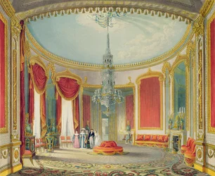 The Saloon i sin slutfas från Views of the Royal Pavilion, Brighton av John Nash, 1826 (tryck)