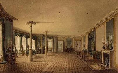 The South Drawing Room eller Bankettrumsgalleriet från Views of the Royal Pavilion, Brighton av John Nash