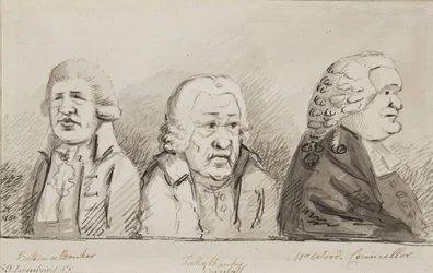 Batson, a Banker, Tulley, Banker, Mr Wood, Councillor, 69 Lombard Street, Cornhill, 1790 (penna, pensel och bläck på papper)