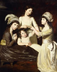 Gruppporträtt av Mary, Charlotte, Caroline och Eliza, döttrar till Christopher och Anne Gullett,