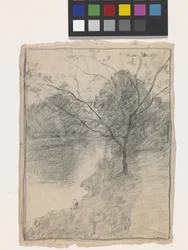 Tree Beside A Stream (penna på benvitt papper)