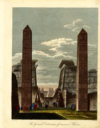 Den stora entrén till antika Thebe