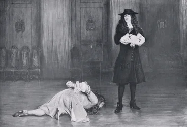 Hertigen av Monmouth ber för sitt liv, illustration ur "Hutchinson