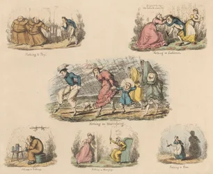 Uppsättning av fyra: mycket väsen om ingenting eller illustrationer av ordspråk