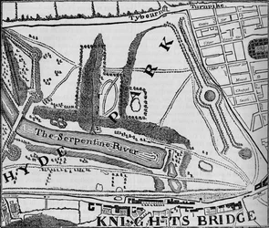 Karta över Hyde Park, London, 1748 1878