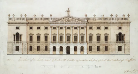 Wentworth Castle, design för sydfronten, ca 1760 (penna & bläck och akvarell på papper)