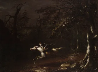 Ichabod Crane som flyger från den huvudlösa ryttaren