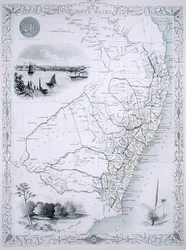 New South Wales, från en serie världskartor publicerade av John Tallis & Co., London och New York