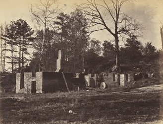 Ruiner på Gaines Mill, Virginia, april 1865 (albumintryck monterat på vävt papper)