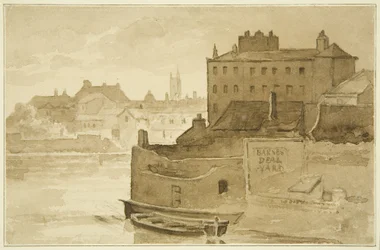 Flytande hamn, vid Counterslip (teckning, akvarell)
