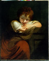 Little Thug (Robinetta). Målning av Sir Joshua Reynolds (1732-1792), olja på duk. Engelsk konst