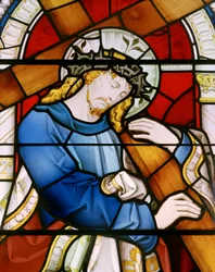 Dolgellau, St Mary, Clayton & Bell, John Richard Clayton (1827-1913), Kristus bär korset, 1864