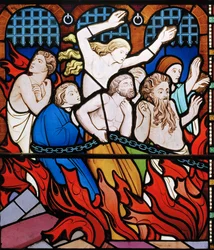 The Damned, detalj från The Last Judgement, 1860 (målat glas)