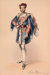 Frederick Child-Villiers i kostym för Queen Victorias Bal Costumé, 12 maj 1842, 1843.