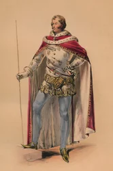 Gäst i kostym för Queen Victorias Bal Costumé, 12 maj 1842, 1843.
