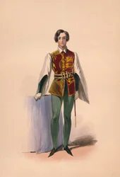 Gäst i kostym för Queen Victorias Bal Costumé, 12 maj 1842, 1843.
