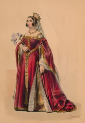 Gäst i kostym för Queen Victorias Bal Costumé, 12 maj 1842, 1843.