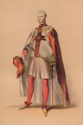 Gäst i kostym för Queen Victorias Bal Costumé, 12 maj 1842, 1843.
