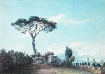 I trädgårdarna i Colonna Palace, Rom (akvarell på papper)