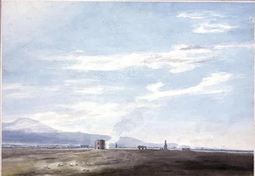 Gravlämningar i Campagna nära Rom, ca 1783 (akvarell över penna på papper)