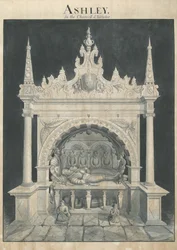 Ashley Church - Ashley Tomb: ritning med penna och tvätt, nd [?1800-talet] (teckning)