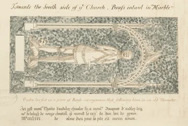Audley Monuments - "Thomas de Audley": ritning med penna och tvätt, nd [? 1800-talet]