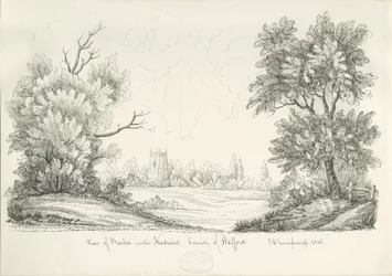 Barton under Needwood Village: pen and ink drawing, 1836