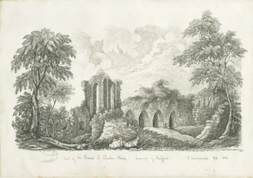 Croxden Abbey: ritning med penna och bläck