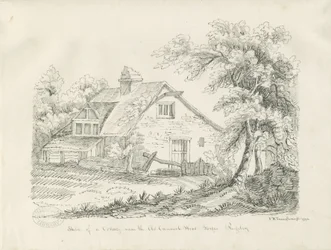 Rugeley - Stuga nära Old Cannock Wood Forges: ritning med penna och bläck
