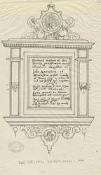 Rugeley Church (gammal) - Monument till Richard Weston: penn- och bläckspårning