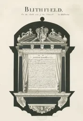 Tablet i Blithfield Church - Sir Hervey Bagot, Bart.: sepiateckning, nd [?1800-talet] (teckning)