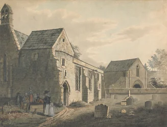 Kyrka, kyrkogård och figurer (The Graveyard)
