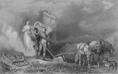The Genius of Poetry Finding Burns at the Plough, 1840