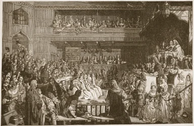 The Acquittal of the Seven Bishops, 1688, illustration från 