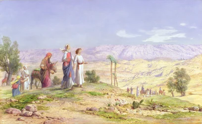 Den heliga familjen närmar sig Jerusalem från Nasaret, 1878 (olja över penna ombord)