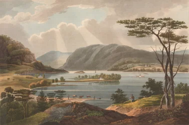 Utsikt från Fishkill ser till West-Point nr. 15 i Hudson River Portfolio, 1825.