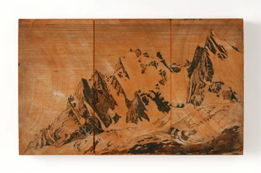 Aiguille Du Midi, Frankrike (penna & bläck och akvarell på trä)