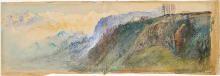 Berner Oberland (akvarell över penna på benvitt papper)