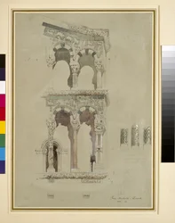 Detalj av fasaden på San Michele i Foro, Lucca, 1845 wc på papper