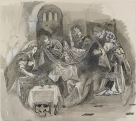 Teckning av Tintorettos omskärelse i Scuola Grande di San Rocco, augusti 1869