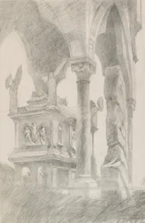 Studie av Mastino II della Scalas grav i Verona, c1869.