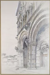 Duomo of San Martino, Lucca, juli - augusti 1874 (grafit, akvarell och kroppsfärg på papper, vissa linjer styrde)