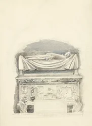 Sarkofagen och bilden av graven Cangrande I della Scala, Verona, 21 maj-1 juli 1869 (grafit, akvarell och kroppsfärg på vävt papper)
