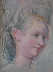 Skiss av ett damhuvud, c1791