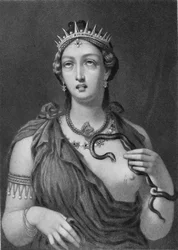Kleopatra VII, stålgravyr av enkaustisk målning som hittades i Hadrianus villa 1818