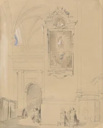 Hendrick van Balens grav (1575-1632), Antwerpen, 7 september 1832 (grafit med wc på orange papper)