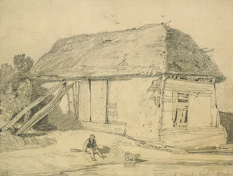A Barn at East Winch, Norfolk (penna på kort)